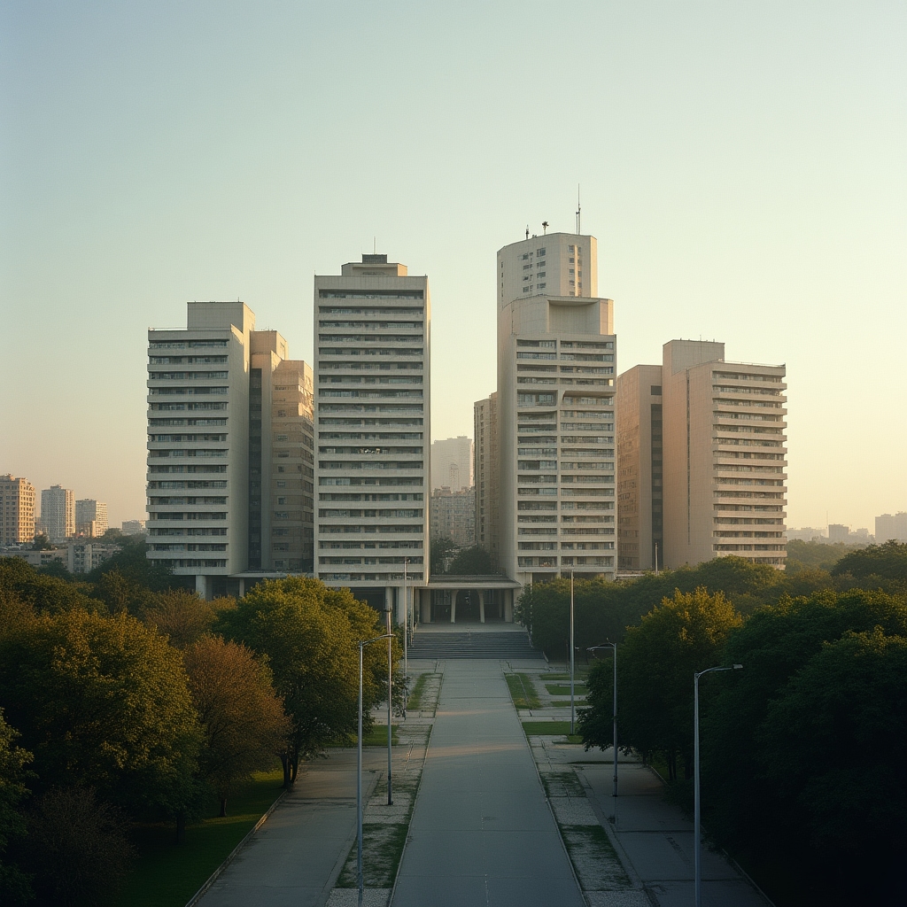 Modernistyczny kompleks budynków w Warszawie - architektura powojenna